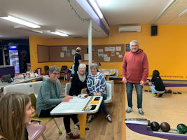 People at the bowling alley.